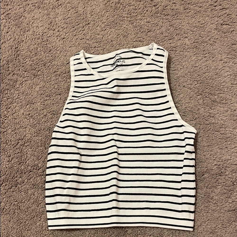 Striped Sleeveless Top - Black and White